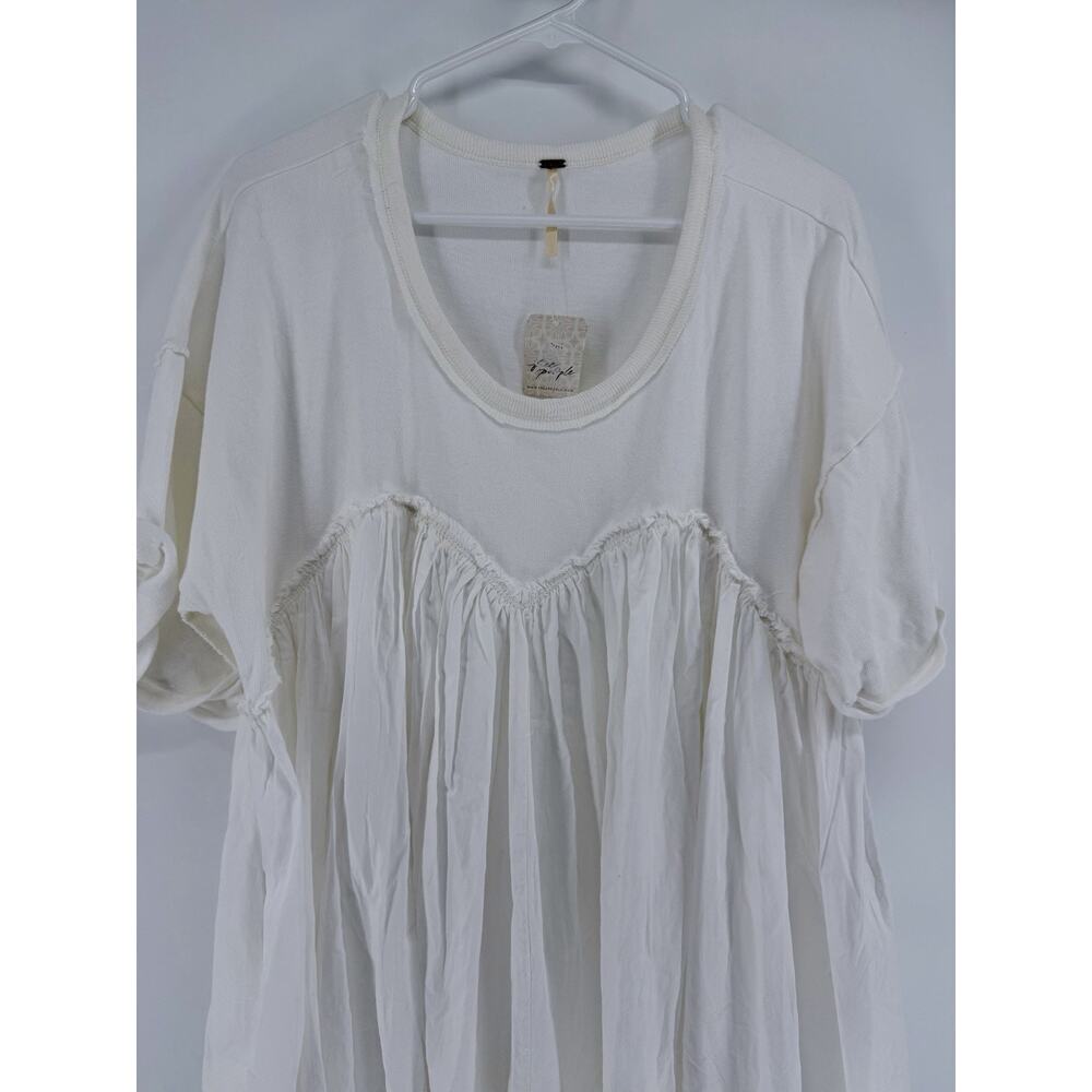 NEW Free People Catalina Mini Dress Babydoll Sweetheart Pleating Ivory Large - Picture 3 of 11